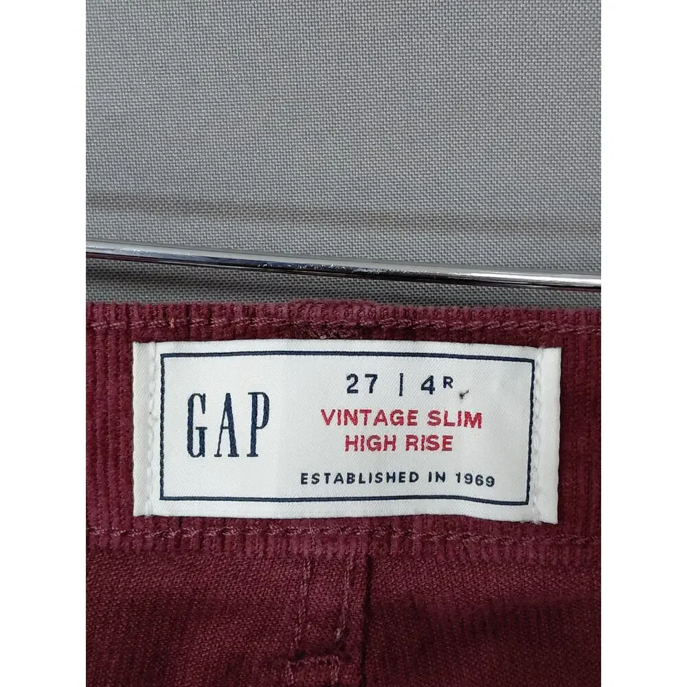 GAP Red Slim Stretch Pants Women Corduroy Size 27